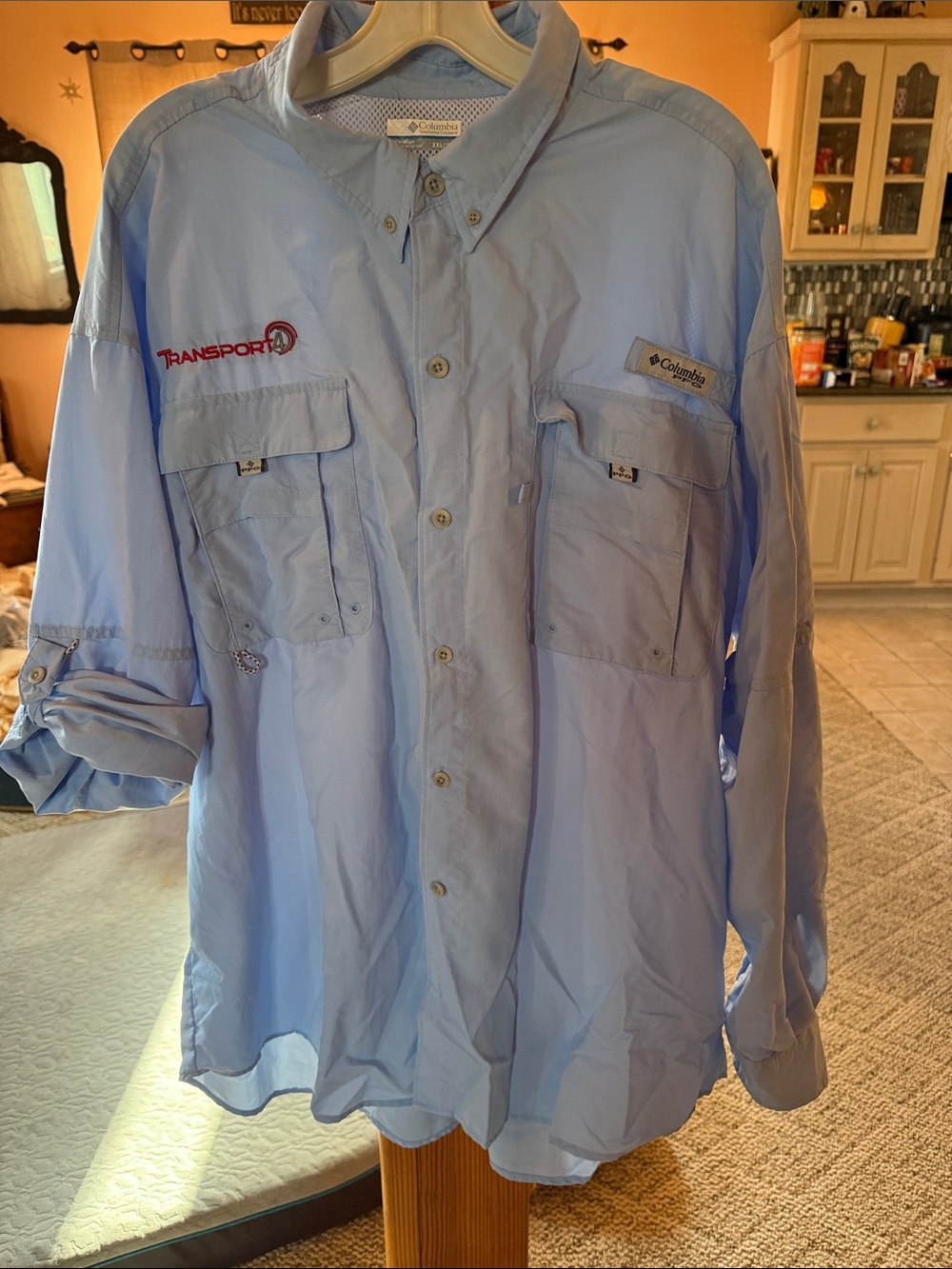 Columbia Performance Fishing Gear Light Blue Long-Sleeve Fishing Shirt